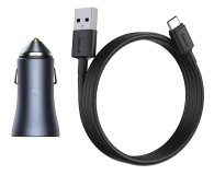 Baseus Golden Contactor Pro Car Charger U+U Grey + cable - 1348128 - zdjęcie 1